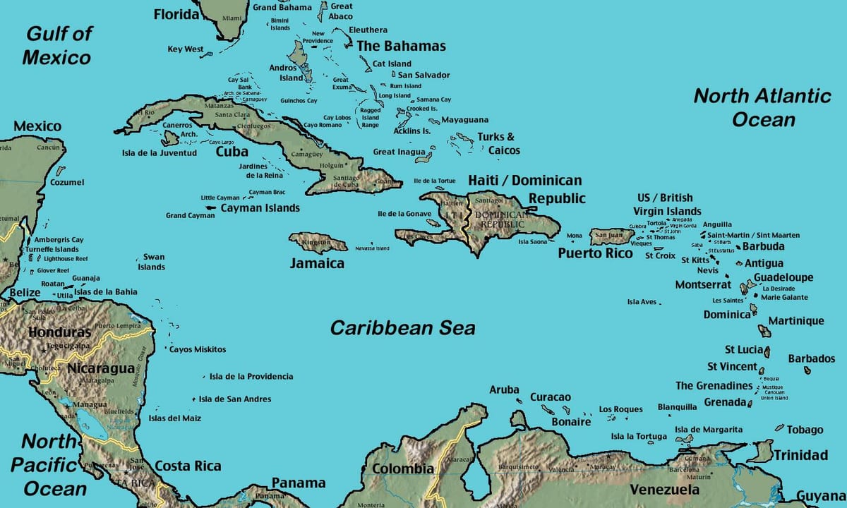 Kort af Belize caribbean
