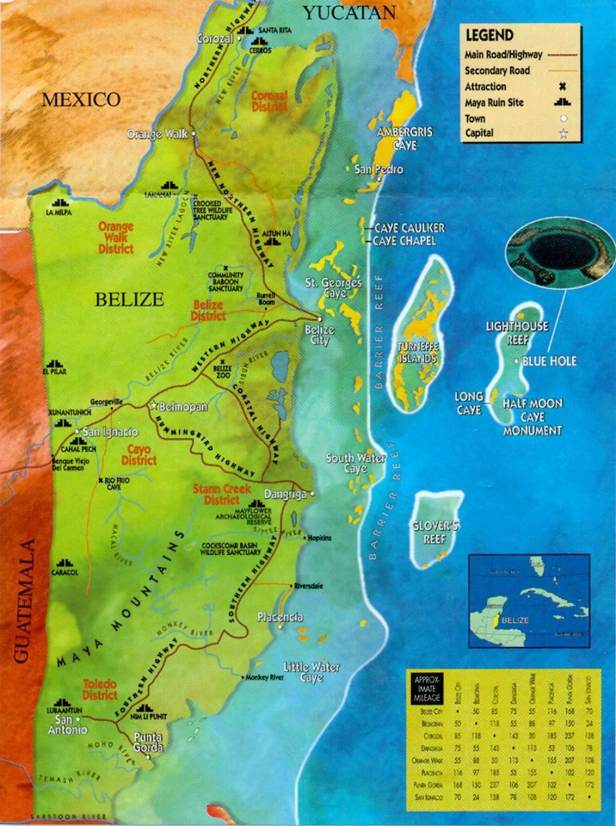 Belize rústir kort