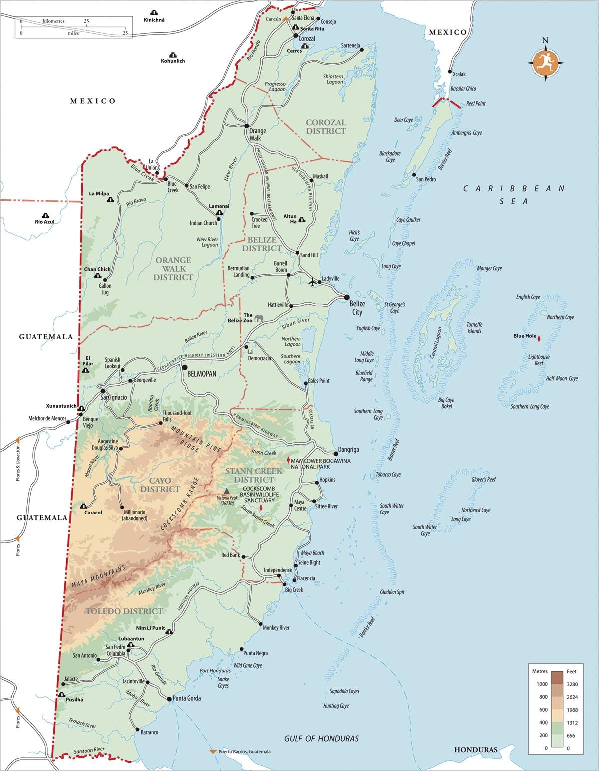 hopkins þorpinu Belize kort