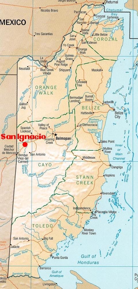Kort af san ignacio Belize