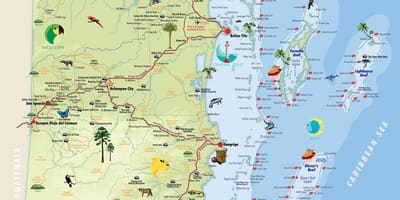 Belize ferðamaður staðir kort