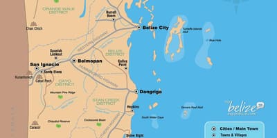 Kort af Belize grípa