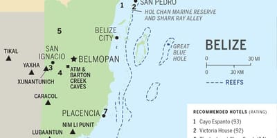 Kort af Belize ströndum