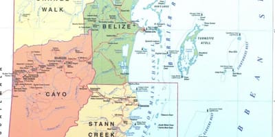 Kort af Belize umdæmi