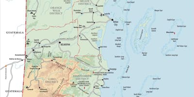Hopkins þorpinu Belize kort