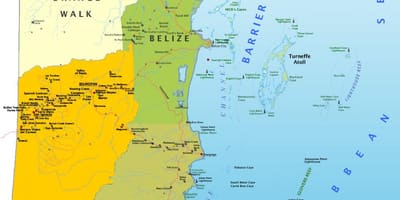Kort af Belize með þorpinu